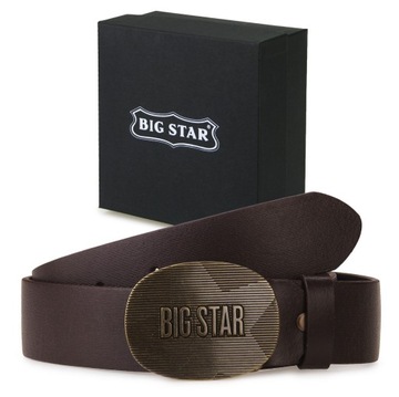 PASEK skórzany MĘSKI BIG STAR do spodni regulacja + ETUI 115/130