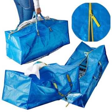 IKEA FRAKTA DUŻA TORBA DO WÓZKA NA ZAKUPY NIEBIESKA 76L