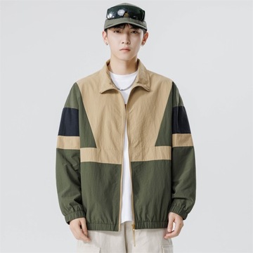 Mens Reflective Striped Jacket Zipper Up Varsity J