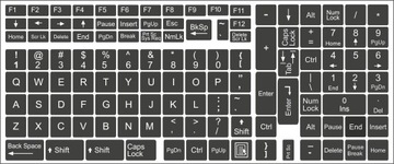Polskie naklejki na klawiaturę laptop CIEMNOSZARE
