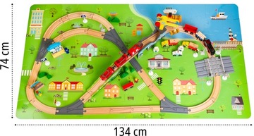 OGROMNA Drewniana Kolejka XXL PUZZLE mata Pociąg