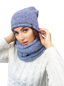 ЗИМНИЙ КОМПЛЕКТ ШАПКА + ЮБКА ТРУБКА МЕЛАНЖ БЕЖЕВЫЙ