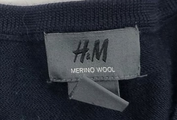 H&M GRANATOWY SWETER WEŁNA MERINO M