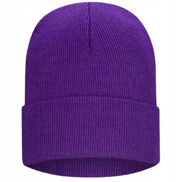 Czapka zimowa czapka beanie czapka wywijana fiolet jesień/zima