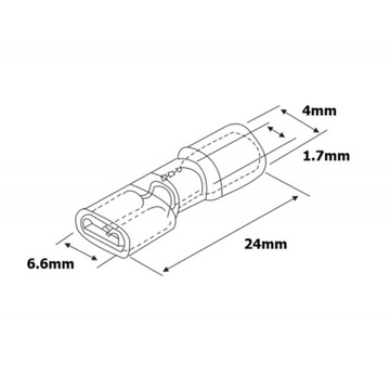 Гнездовой плоский разъем 6,6 мм, полная изоляция, 10 шт.