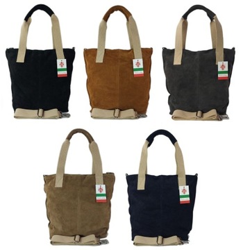 ZAMSZOWY WOREK WŁOSKA SKÓRA SHOPPER BAG CZARNA