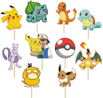 TOPPERY NA TORT BABECZKI OZDOBA POKEMON 10szt