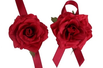 Kotylion przypinka róża materiałowa biały róż studniówka bal panieński