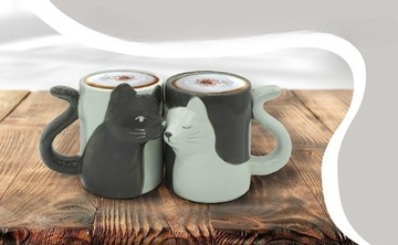 Zestaw Kubków Całujące się Koty na Walentynki Romantyczny Prezent Dla Par