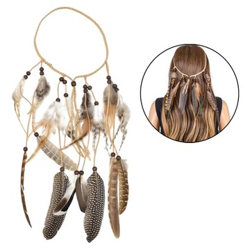 Boho Indian Feather Headband Headdress for