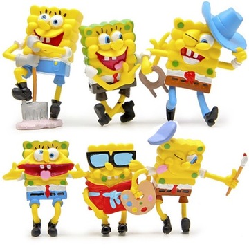 SPONGEBOB Figurki Zabawne Na Tort Kolekcja 6 sztuk