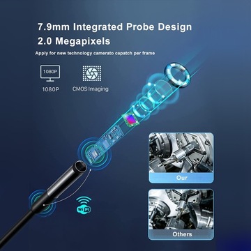 Камера DUO INSPECTION ЖЕСТКИЙ эндоскоп для IOS IPHONE WiFi 3M 6LED