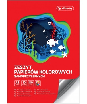 Papier kolorowy A5 Herlitz samoprzylepny 10 arkusz
