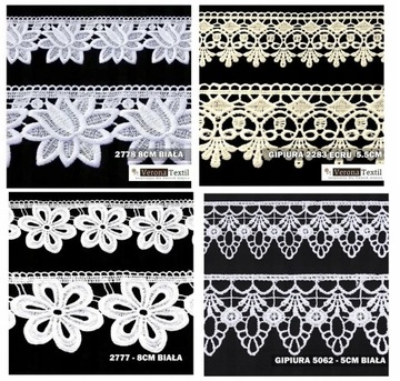 ГИПУРСКОЕ КРУЖЕВО, КРУЖЕВО, ШТОРА, БЕЛАЯ+ЭКРУ ЛЕНТА, МИКС УЗОРОВ