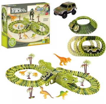 MEGA TOR WYŚCIGOWY XXXL DINOZAUR DINO PARK AUTKO jeździ dinozaur