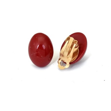Non Pierced Red White Oval Resin Clip Earrings For Women Korean Geometric J