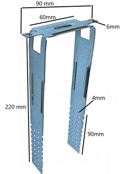 WIESZAK UCHWYT ŁĄCZNIK PŁASKI ES 60/225 NA PROFIL CD60 50szt BLACHA 0,9mm