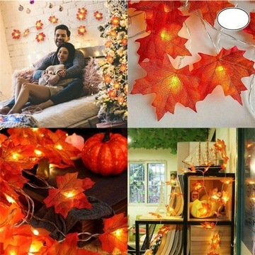 ПРОВОДНЫЕ СВЕТИЛЬНИКИ 40 СВЕТОДИОДНЫХ ЛИСТЬЕВ ДЛЯ ХЭЛЛОУИНА 6М КЛЕНОВЫЕ ЛИСТЬЯ ПРОВОДНЫЕ