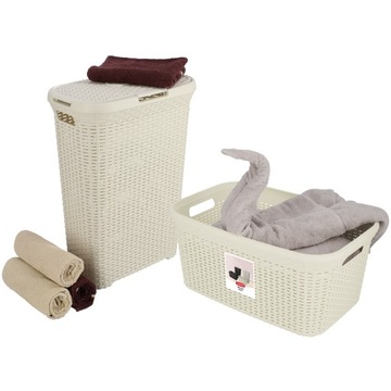 CURVER KOSZ NA PRANIE BIELIZNĘ 40+45L RATTAN KREM