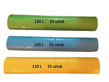 ZESTAW worki na śmieci 120l do segregacji 3 rolki po 25 worków