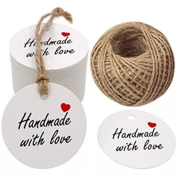 Zawieszka 10szt Etykieta HandMade Sznurek