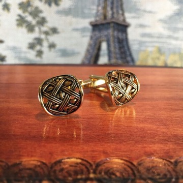 Złote rustykalne spinki mankietowe do koszuli