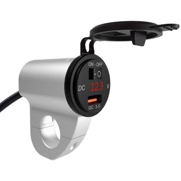 ЗАРЯДНОЕ УСТРОЙСТВО ДЛЯ МОТОЦИКЛА 3.4A USB QC3.0 ВОЛЬТМЕТР 12В