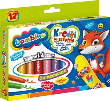 KREDKI W SZTYFCIE BAMBINO STANDARD 12 kolorów