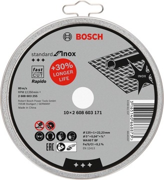 Tarcza do cięcia prosta 125x1,0x22,23mm WA 60 T BF Standard for Inox - Rapi