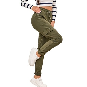 HL-1079 GREEN SPODNIE DAMSKIE CARGO S/M - 37