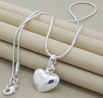 Серебряное детское колье Нежное Сердце, сердце, цепочка змея, 925 проба