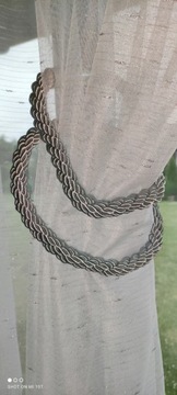 KLAMRA SPINKA MAGNES KURTYNA ZASŁONA SZNUR SZARA