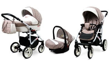 BabyLux Wózek 3w1 dziecięcy spacerówka White Lux