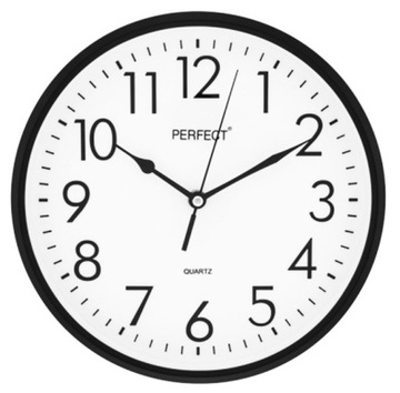 Zegar ścienny Perfect czarny 26cm + Bateria AA