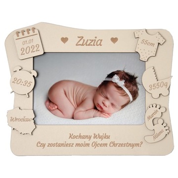 Ramka metryczka prośba o zostanie chrzestnym