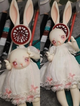 Куклы Shuga Fairy Bjd 1/5 Moon White Halloween Rabbit Doll с Chomper