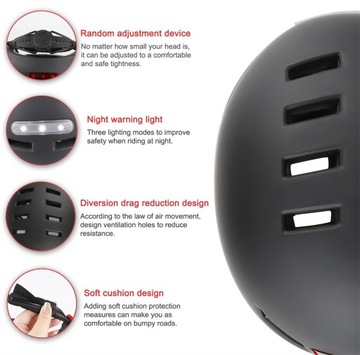 Kask rowerowy regulowany dla dorosłych na rower i skutery 58-61cm +LED+ USB