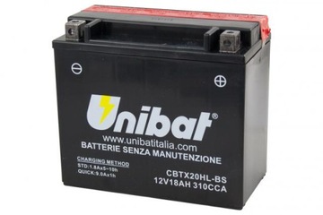 Akumulator Unibat CBTX20HL-BS, YTX20HL-BS 18Ah 310