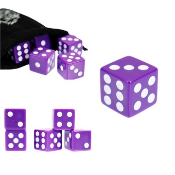 KOSTKA RPG FIOLETOWA KOŚĆ SZEŚCIOŚCIENNA K6 1,6 CM