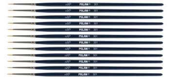 MILAN Pędzel cienki okrągły retuszerski syntetyczny nr 2/0 seria 301 12 szt