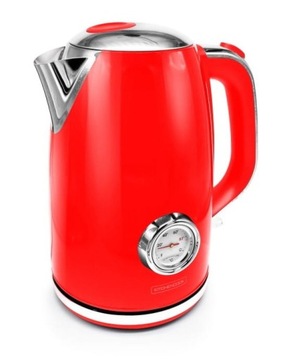 Czajnik metalowy 1,7l KITCHENCOOK model RETRO red wskaźnik temperatury