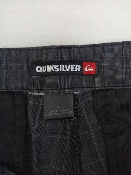 QUIKSILVER KRÓTKIE SPODENKI MĘSKIE, 100% BAWEŁNA SZARE W KRATKĘ r. 32