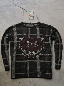 Desigual sweter z wiskozy z alpaką M nowy oversize