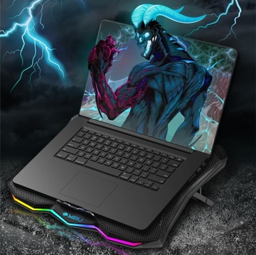 ОХЛАЖДАЮЩАЯ ПОДСТАВКА ДЛЯ НОУТБУКА 15–17 ДЮЙМОВ, РЕГУЛИРУЕМАЯ RGB-СВЕТОДИОДНАЯ, С USB
