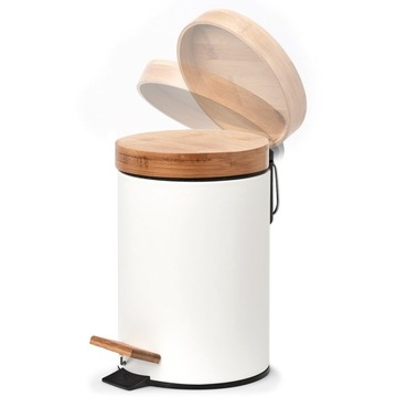 Kosz na śmieci łazienkowy Bambus 3 l biały mat