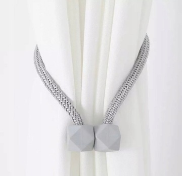 ПРЯЖКА КРЕПЛЕНИЕ ШТОР МАГНИТНАЯ ГЕОМЕТРИЧЕСКАЯ КРЫШКА СЕРАЯ ЭЛАСТИЧНАЯ