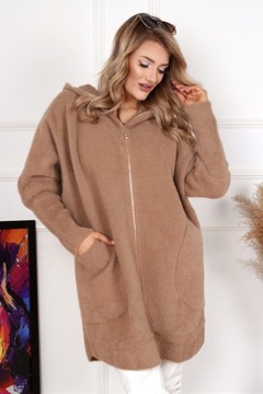 ПАЛЬТО ЖЕНСКОЕ КУРТКА ИЗ АЛЬПАКИ СВИТЕР ТЕПЛЫЙ ДЛИННЫЙ КАПЮШОН НА МОЛНИИ CIEM CAM 2022