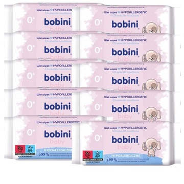 Bobini chusteczki nawilżane hypoalergiczne zestaw 10 paczek dla dzieci moke