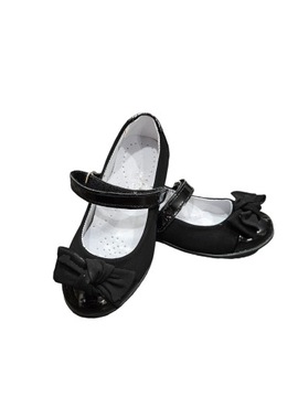 Kornecki 6274 balerinki na rzepę błyszczące buty eleganckie czarne 29