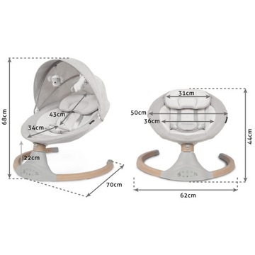 Kidwell LUXI 2в1 электрическая качалка с пультом, светлый меланж